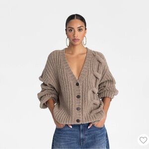 Sold Out! NWT KBB by KAHLANA Women's 'The Cable Mix Cardi' - Tan M -Ready 2 Ship